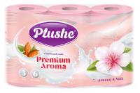 Туалетная бумага 3 слоя "Plushe Premium Aroma" 6рулонов*15м Almond & milk розовый /16шт/1145