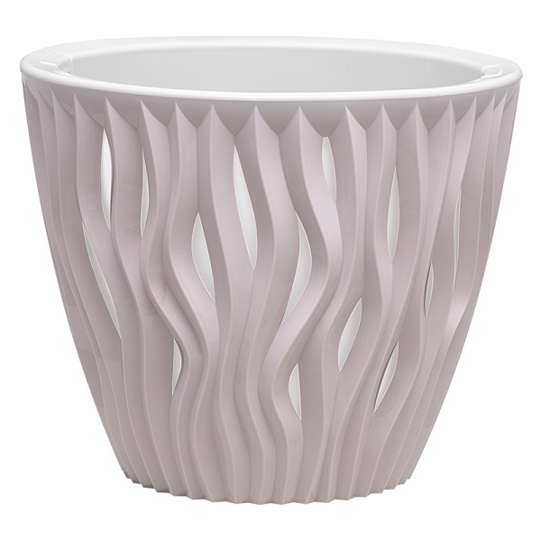 Кашпо Вдохновение 7,5л бежевый с розовой вставкой КШ-8750