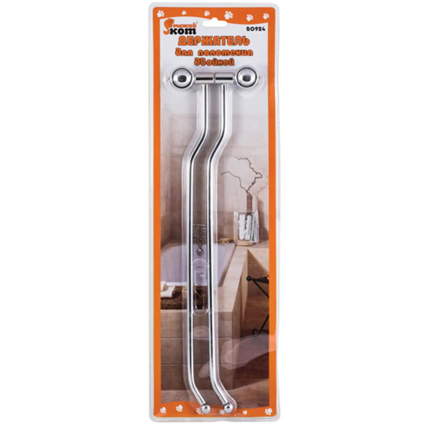 Держатель д/полотенца двойной B0924 (хром.металл, пластик, крепление: шуруп) 002485/24шт/Рыжий Кот