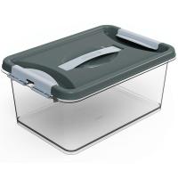 Контейнер д/хранения Клик 8л темно-серый с защелками С273СЕР /11шт/Мартика 