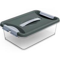 Контейнер д/хранения Клик 6л темно-серый с защелками С272СЕР /11шт/Мартика 