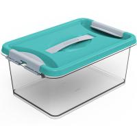 Контейнер д/хранения Клик 8л бирюзовый с защелками С273БИР /11шт/Мартика 