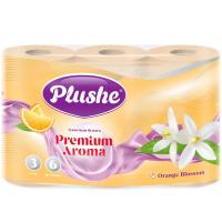 Туалетная бумага 3 слоя "Plushe Premium Aroma" 6рулонов*15м Orange Blossom /16шт/1152