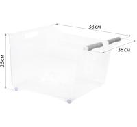 Органайзер д/хранения 23л с ручкой на колесах прозрачный М1623 /5шт/М-пласт