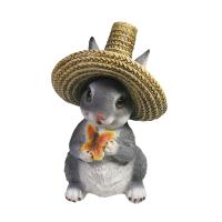 Фигура Зайка в соломенной шляпе с бабочкой L12W13H21,5  713645/F726