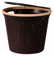 Корзина д/белья Плетенка 20л круглая с крышкой шоколодный 16024 /5шт/Арз