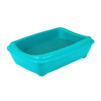 Туалет д/кошек Zoo-M глубокий под наполнитель+рамка с сеткой 43*30*12см бирюза/2907/Дарэлл