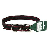 Ошейник капрон 1сл 25мм черный с красными полосами DONBARON