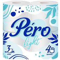 Туалетная бумага 3 слоя PERO Liqht 4 рулона белый /12шт/0148