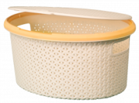 Корзина д/белья Плетенка 20л овальная с крышкой слоновая кость 16025 /5шт/Арз