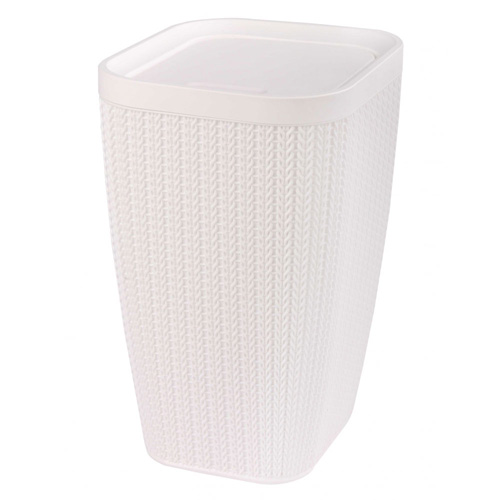 Контейнер д/мусора 10л Вязаное плетение белый М7487 /3шт/ Альтерн