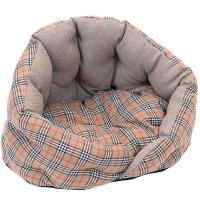Лежанка Sleep-Шотландка №1 овальная пухлая с подушкой 48*40*34см/94573беж/Дарэлл 