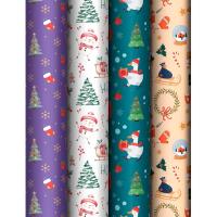 Упаковочная бумага 70*100см "Christmas present" 80г/м2 глянц. MESHU асс. 4 дизайна /Рельеф