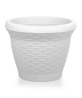 Кашпо Плетение 25л белый с под. /15шт /ЭД