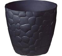 Кашпо КАМНИ 180мм 2,6л коричневый ротанг с прикр. под. М3173 /12шт/М-пласт