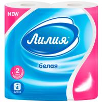 Туалетная бумага 2 слоя Лилия  4 рулона белый /12шт/1985