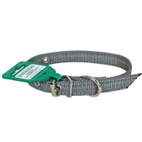 Ошейник капрон 1сл 20мм серый со светоотражающими полосами DONBARON