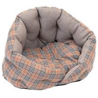 Лежанка Sleep-Шотландка №2 овальная пухлая с подушкой 60*48*43см/94574беж/Дарэлл 