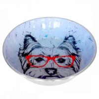 Миска метал 0,7л с не скольз. мордочка терьера УЮТ/6шт/АМц250/Евро