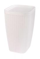 Контейнер д/мусора 10л Вязаное плетение белый М7487 /3шт/ Альтерн