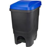 Бак д/мусора 60л синий с педалью на колесах М2398 /1шт/М-пласт