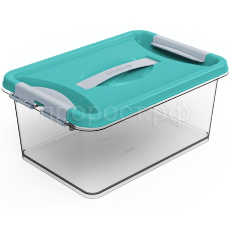 Контейнер д/хранения Клик 8л бирюзовый с защелками С273БИР /11шт/Мартика 