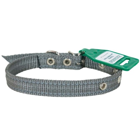 Ошейник капрон 1сл 20мм серый со светоотражающими полосами DONBARON