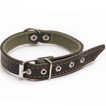 Ошейник кожа+брезент 35мм 2-х слойный Н/У 60-65см/41011/Бим