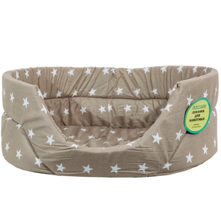 Лежанка овальная стеганая поролон хлопок с подушкой Горох МИКС 52*46*20см/DONBARON