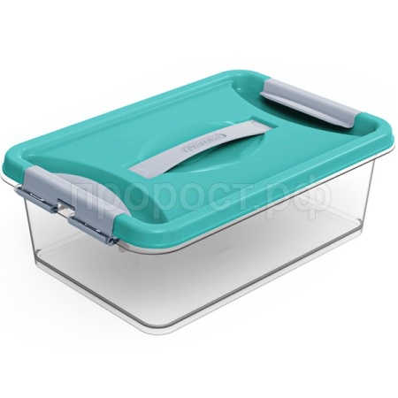 Контейнер д/хранения Клик 6л бирюзовый с защелками С272БИР /11шт/Мартика 
