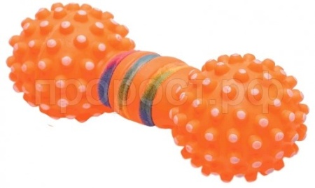 Игрушка с Гантель виниловая шипованная с мех.лентой д/средних пород 15см/ISJ3023/С2717/ЗР