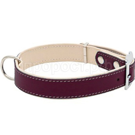 Ошейник кожа 25мм BEST двойной с подворотом 31-41см бордовый/10225400-22/Каскад