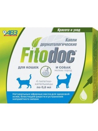 Капли FITODOC для собак и кошек мелких пород дерматологические 4пип*0,6мл