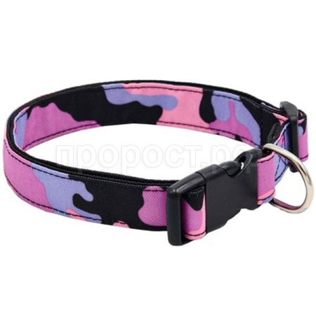 Ошейник 20мм принтованый 30-45см розовый/13012045-12/Каскад