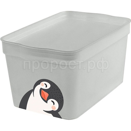 Ящик д/хранения 2,3л Keeplex Happy Пингвин серое пёрышко LA5123 /11шт/ПР