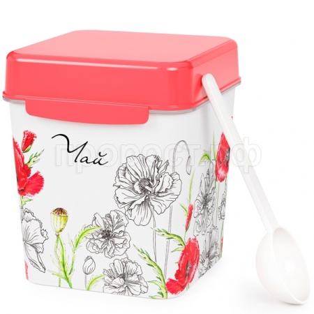 Емкость д/чая Маки с ложкой 1,2л М4827 /12шт/ Альтерн