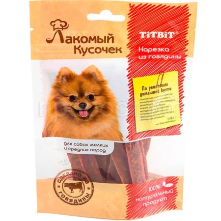 Лакомство для собак  Нарезка из говядины мягкая упаковка   006382