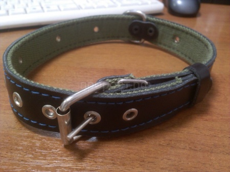 Ошейник кожа+брезент 30мм 2-х слойный безразмерный 60-62см/40885/Бим