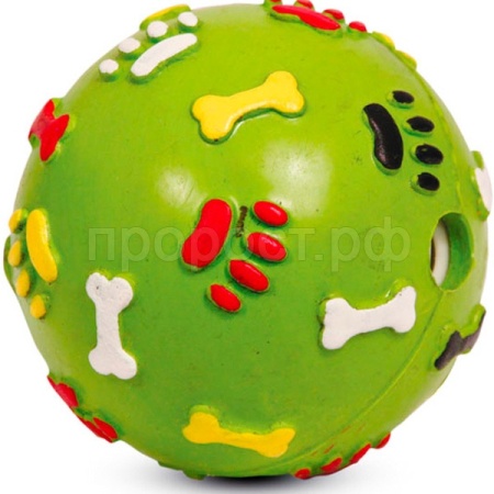 Игрушка с Мяч с лапками и косточками со звуком цельнолитая резина 8,5см/12191096/Триол