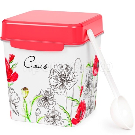 Емкость д/соли Маки с ложкой 1,2л М4829 /12шт/ Альтерн