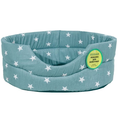 Лежанка овальная стеганая поролоновая хлопок Звезды МИКС 52*46*20см/DONBARON
