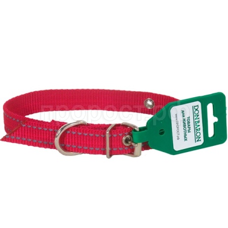 Ошейник капрон 1сл 20мм красный со светоотражающими полосами DONBARON