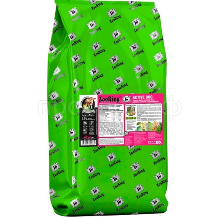 Собаки ZooRing Active мясо молод.бычков и рис д/собак крупн. пород 20кг/520851 ЧЗ