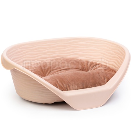 Лежанка пластиковая с подушкой бежевый/М8399