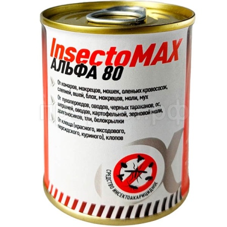 Шашка InsectoMAX Альфа 80 (альфа-циперметрин) 80гр банка 50шт Пироспецэффект 
