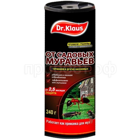 Приманка Dr.Klaus гранулы от муравьев, тараканов 240гр банка 24шт