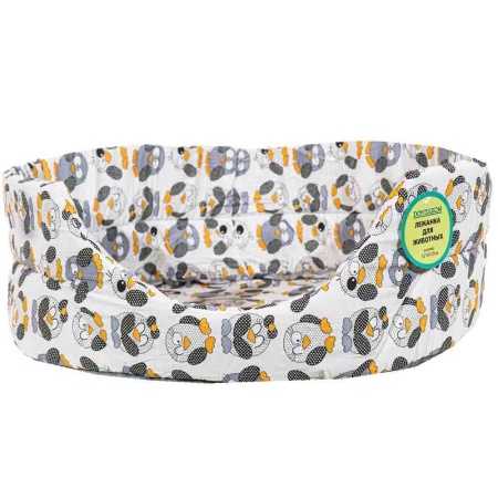 Лежанка овальная стеганая поролоновая хлопок ЗОО МИКС 52*46*20см/DONBARON