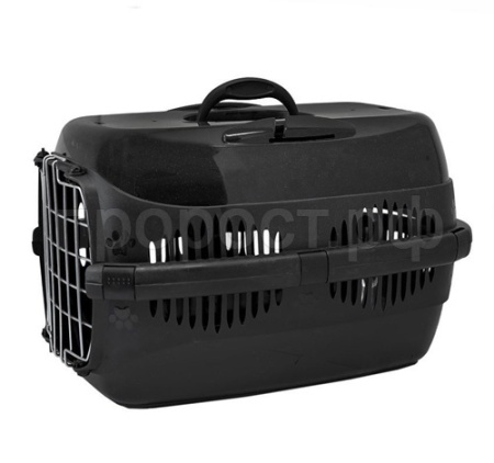 Переноска Спутник №1 ZooM с металлической  дверцей +наплечный ремень до 9кг 29*43*27,5см черный/3993/Дарэлл