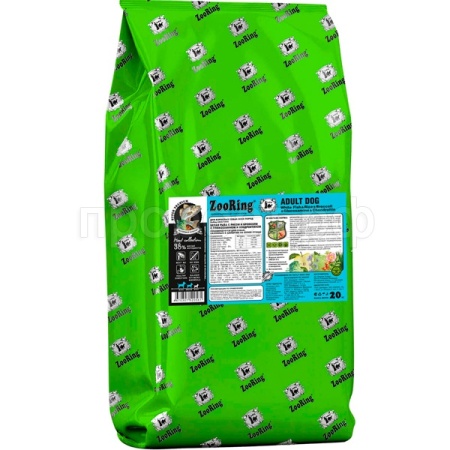 Собаки ZooRing Adult белая рыба,рис,брокколи д/взр.собак всех пород 20кг/520561 ЧЗ