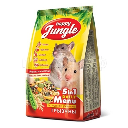 Грызуны Хэппи Джангл д/грызунов универсал основной рацион 350гр/23шт/J109